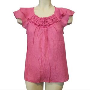 Cato Pink Flutter Sleeve Blouse‎ Size Medium